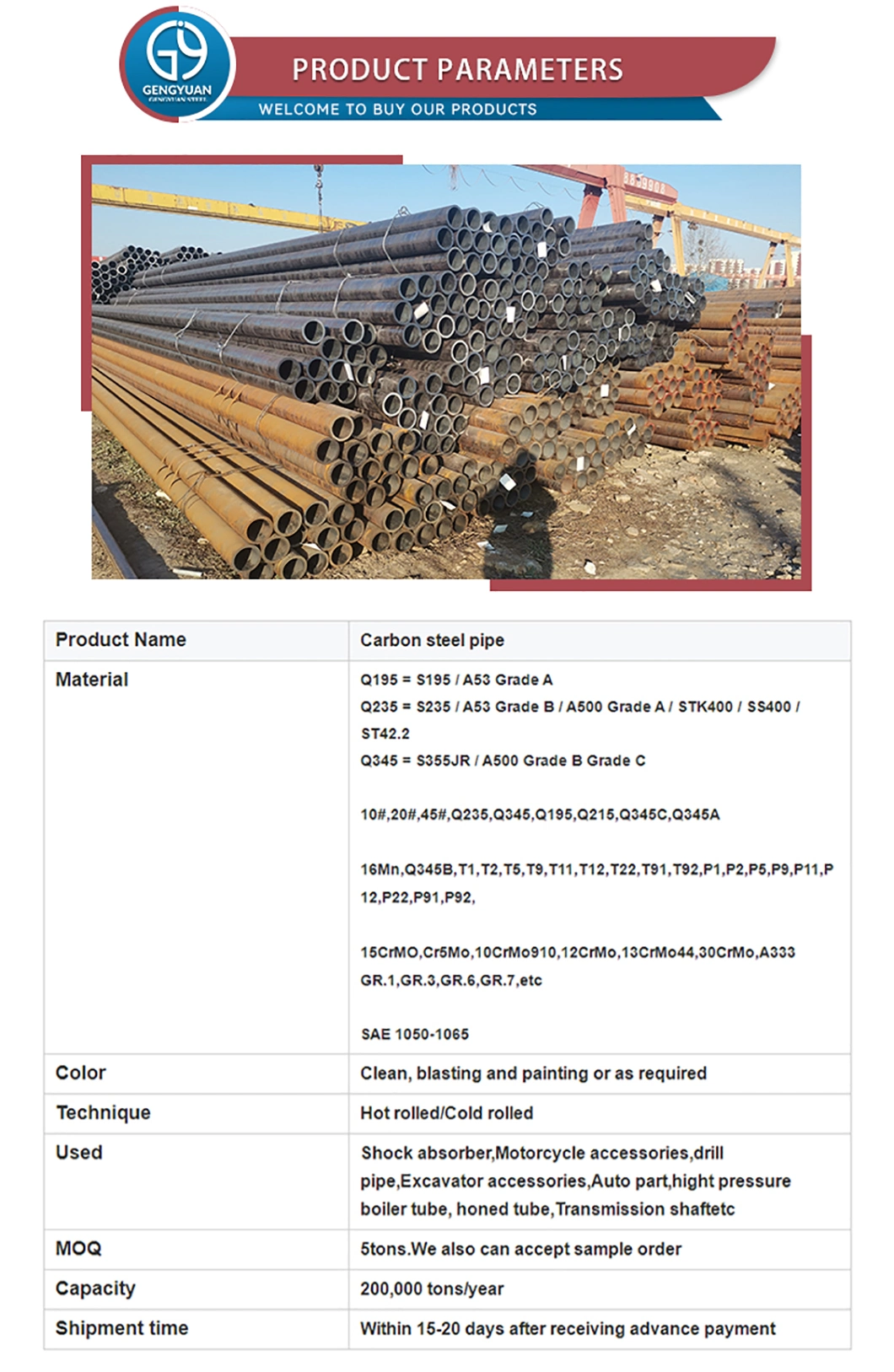 Sch 40 ASTM A53 A106 Low Temperature Cold Drawn Precision Carbon Ms Black Seamless Steel Tube Pipe